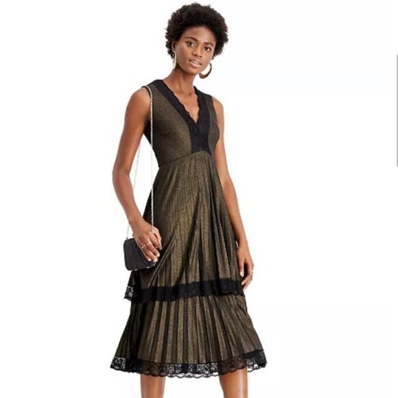 Taylor Lace-Trim Tiered Copper Dress women’s size 12 - Picture 1 of 6
